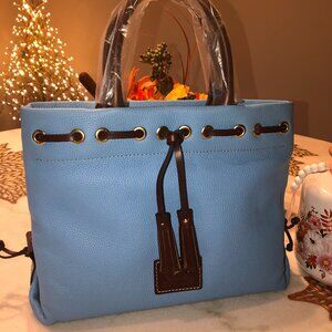 NWT Dooney & Bourke Leather Tassel Tote Carribean Blue With Dustbag